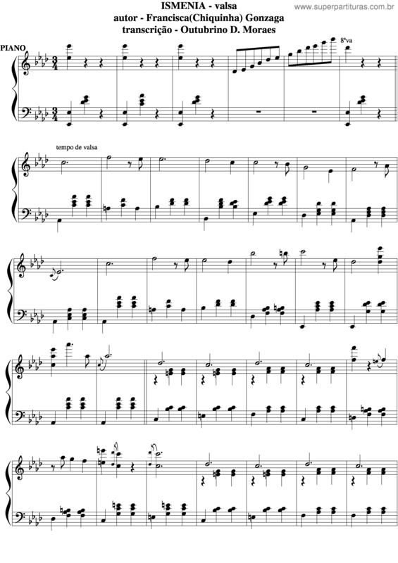 Partitura da música Ismênia