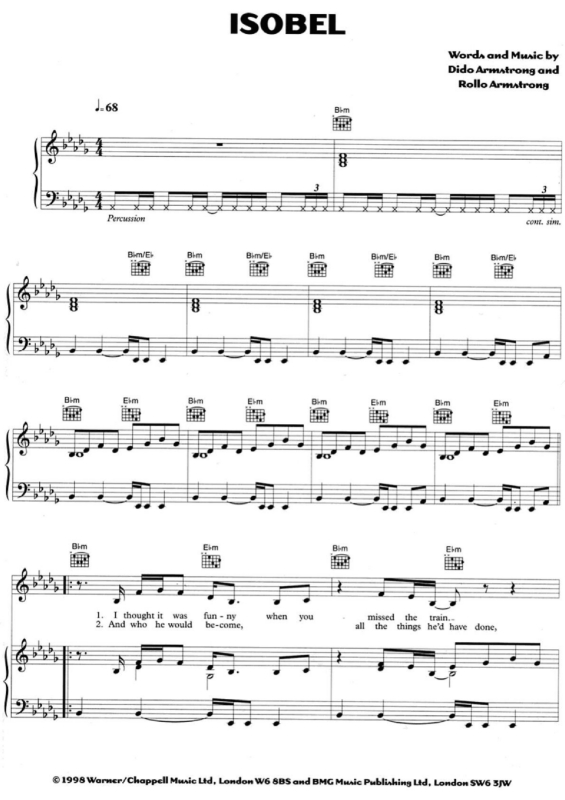 Partitura da música Isobel