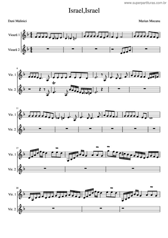 Partitura da música Israel,Israel v.2