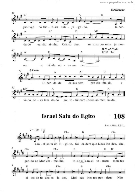 Partitura da música Israel Saiu Do Egito