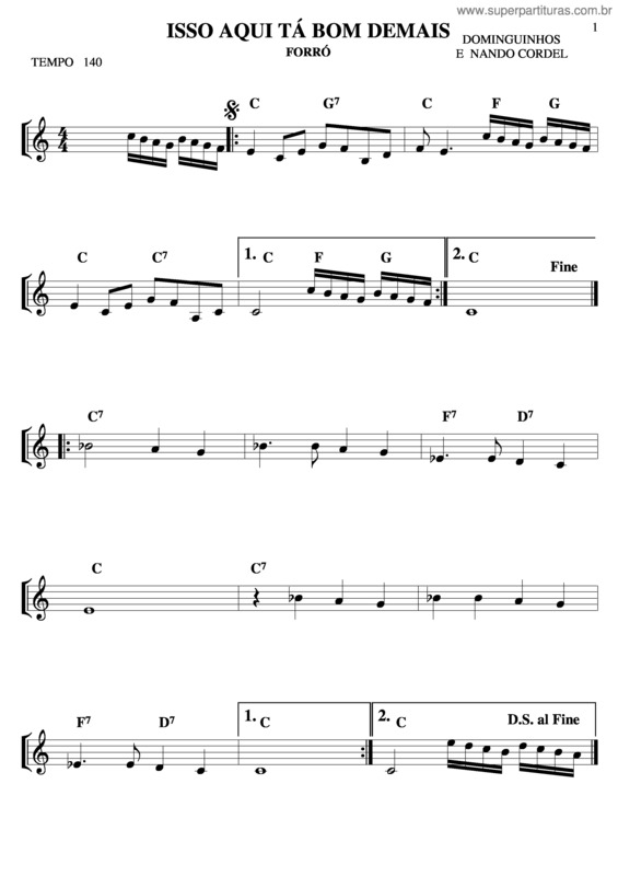 Partitura da música Isso Aqui Tá Bom Demais v.2