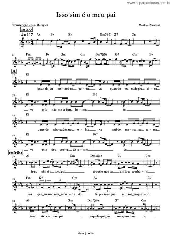 Partitura da música Isso Sim É O Meu Pai