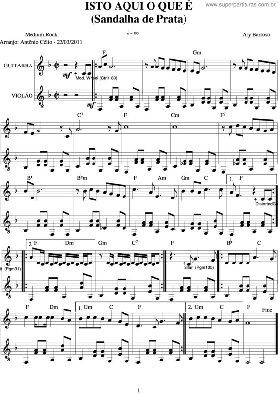 Partitura da música Isto Aquí O Que É