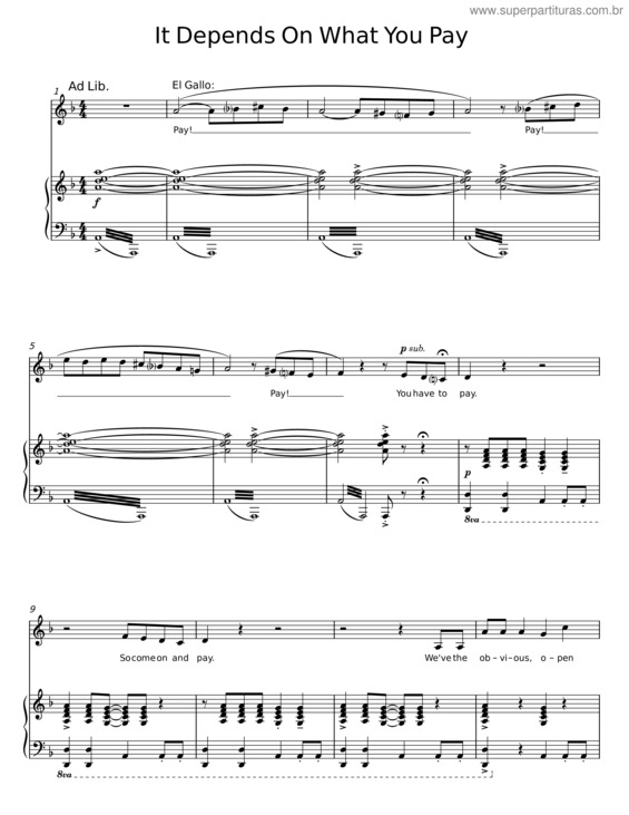 Partitura da música It Depends On What You Pay