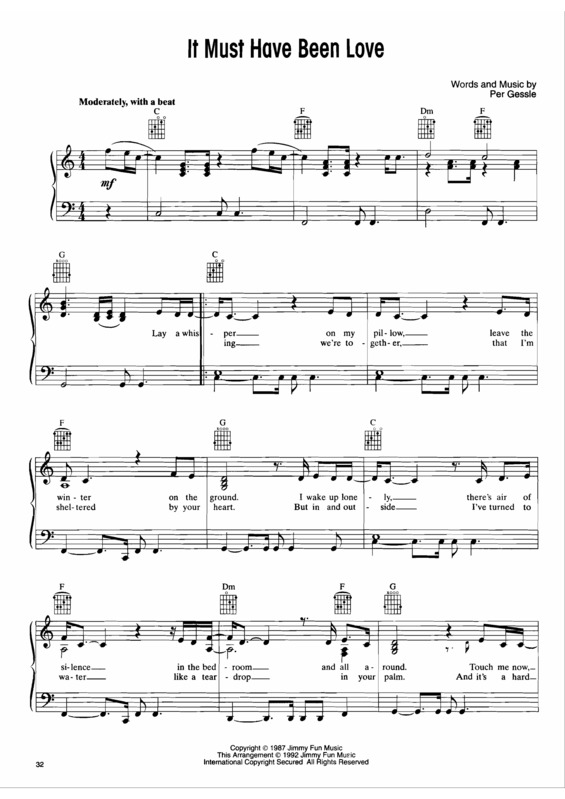 Partitura da música It Must Have Been Love v.2