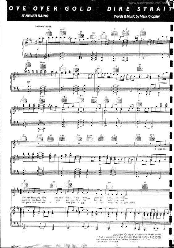 Partitura da música It Never Rains