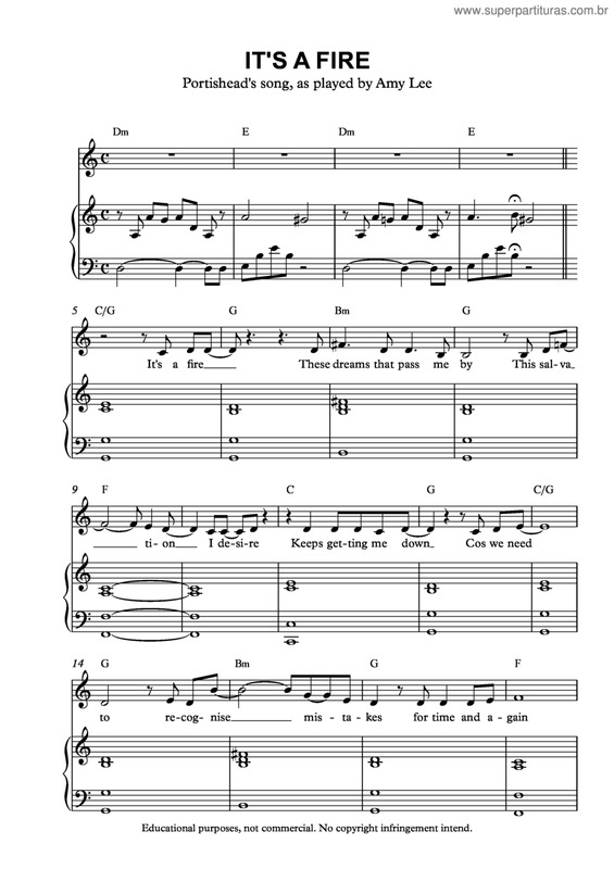 Partitura da música It`s A Fire