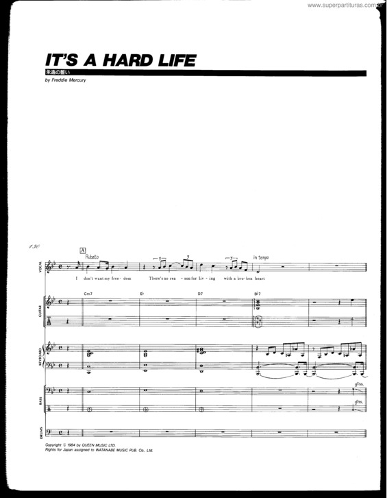 Partitura da música It`s A Hard Life