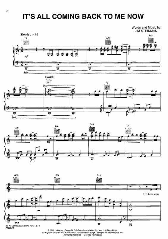 Partitura da música It`s All Coming Back to Me Now v.3