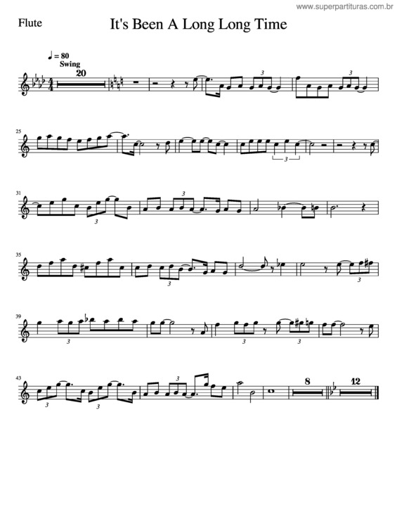 Partitura da música It`S Been A Long Long Time–Flute