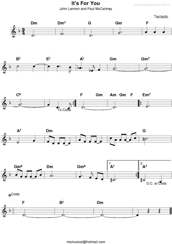 Partitura da música It`s For You v.2