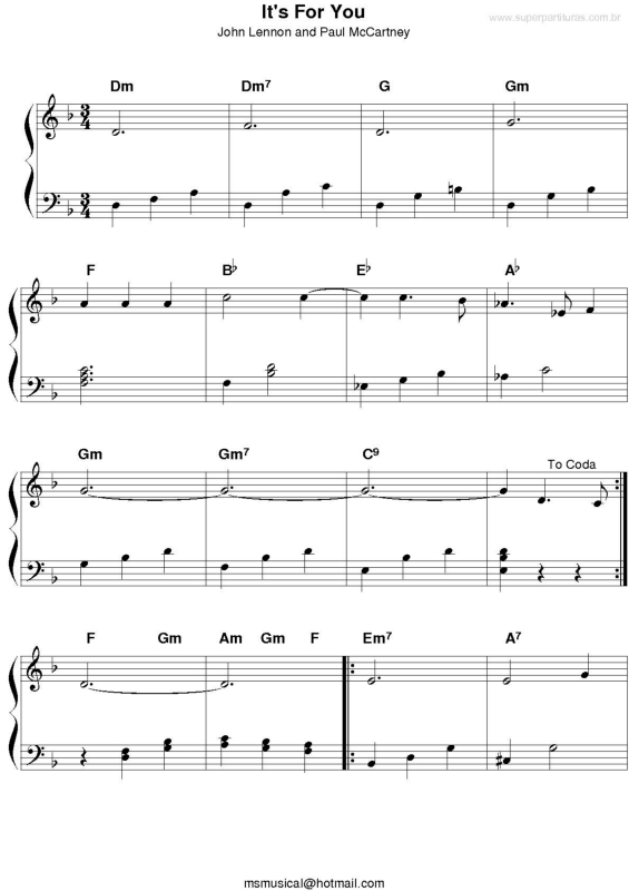 Partitura da música It`s For You