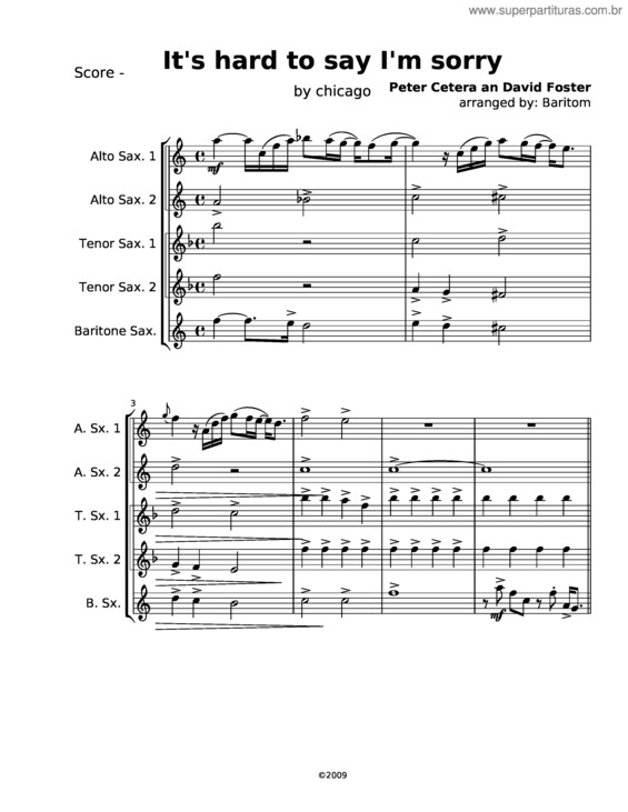 Partitura da música It`S Hard To Say I`M Sorry
