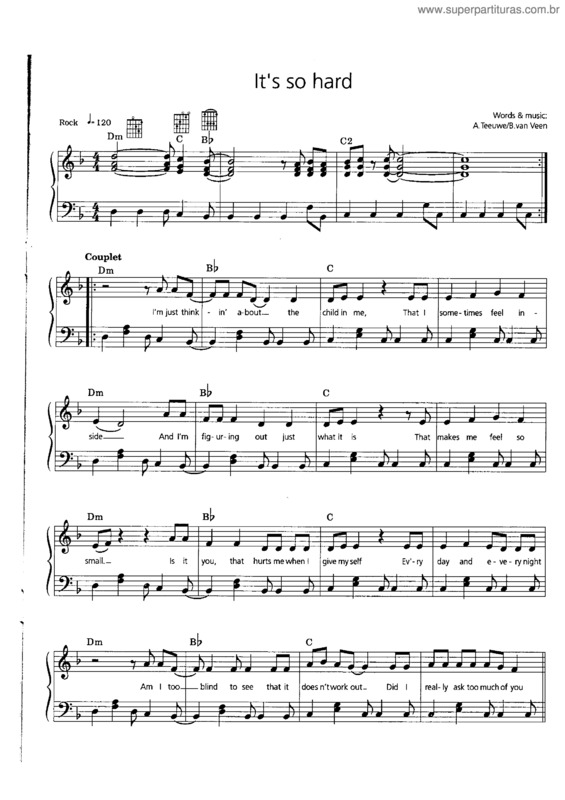 Partitura da música It`s So Hard v.2