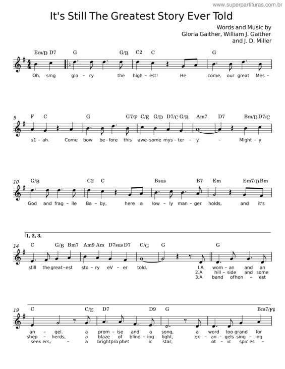 Partitura da música It`S Still The Greatest Story Ever Told – Gloria Gaither