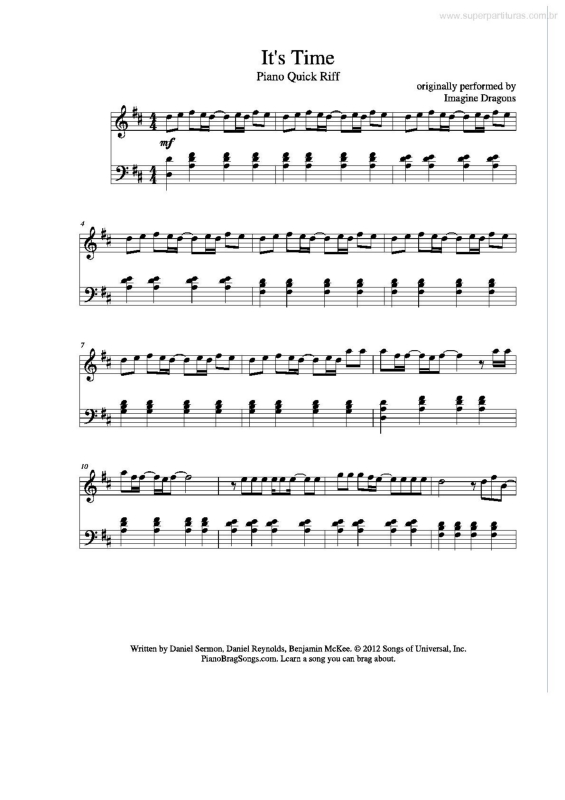 Partitura da música It`s Time