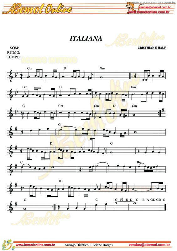 Partitura da música Italiana v.2