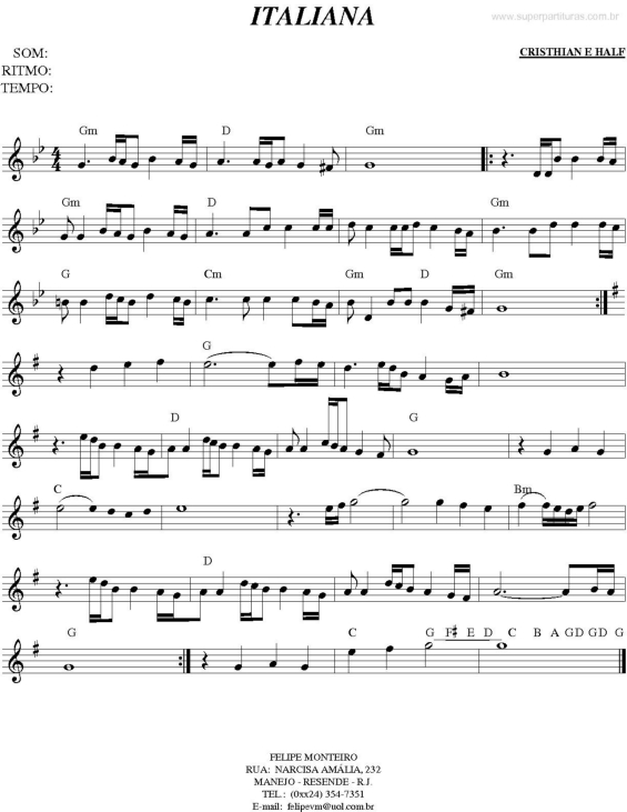 Partitura da música Italiana