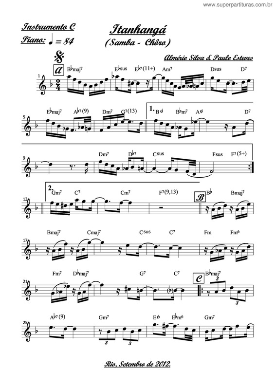 Partitura da música Itanhangá v.2