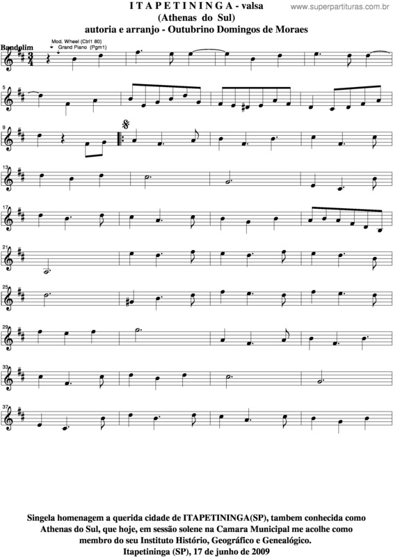 Partitura da música Itapetininga v.2