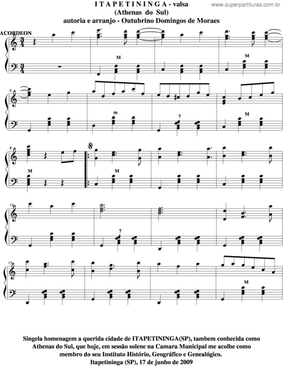 Partitura da música Itapetininga v.3