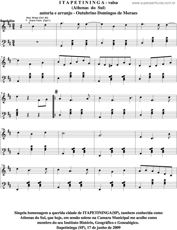 Partitura da música Itapetininga v.4