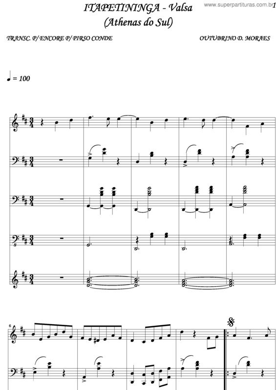 Partitura da música Itapetininga