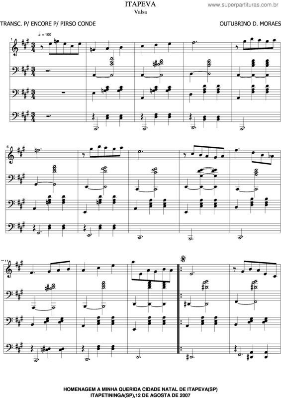Partitura da música Itapeva v.2