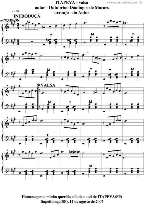 Partitura da música Itapeva v.3