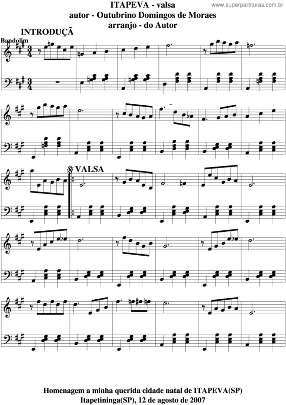 Partitura da música Itapeva v.5