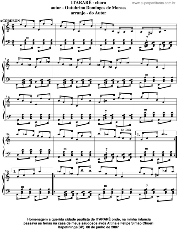 Partitura da música Itararé v.3