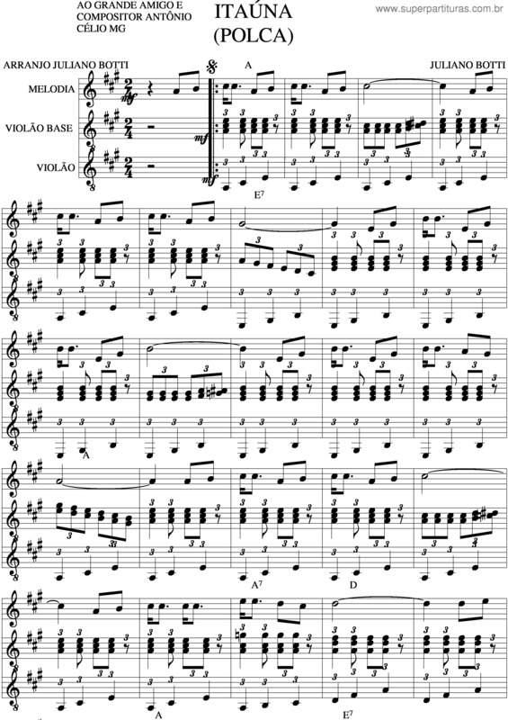 Partitura da música Itaúna