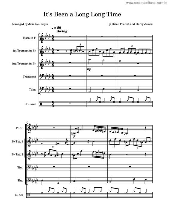 Partitura da música Its Been A Long, Long Time – Harry James – For Brass Quintet