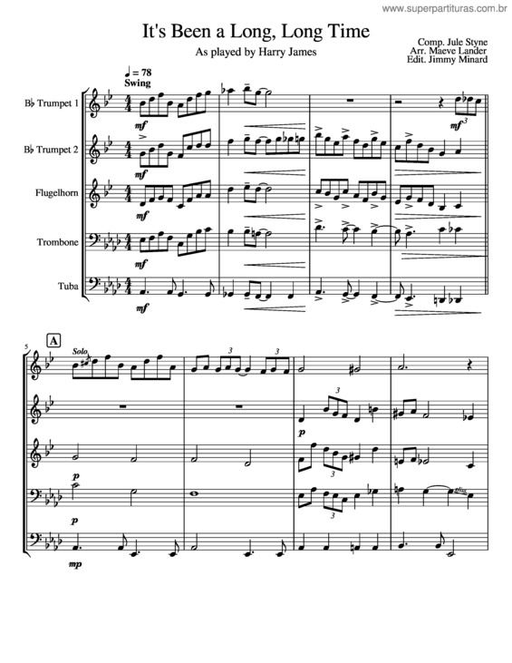Partitura da música Its Been A Long, Long Time – Harry James Its Been A Long, Long Time