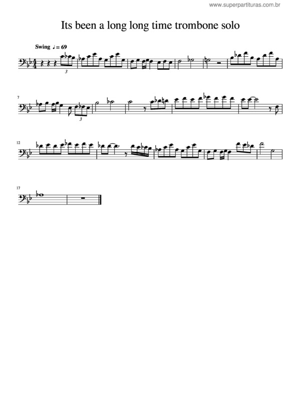 Partitura da música Its Been A Long Long Time Trombone Solo