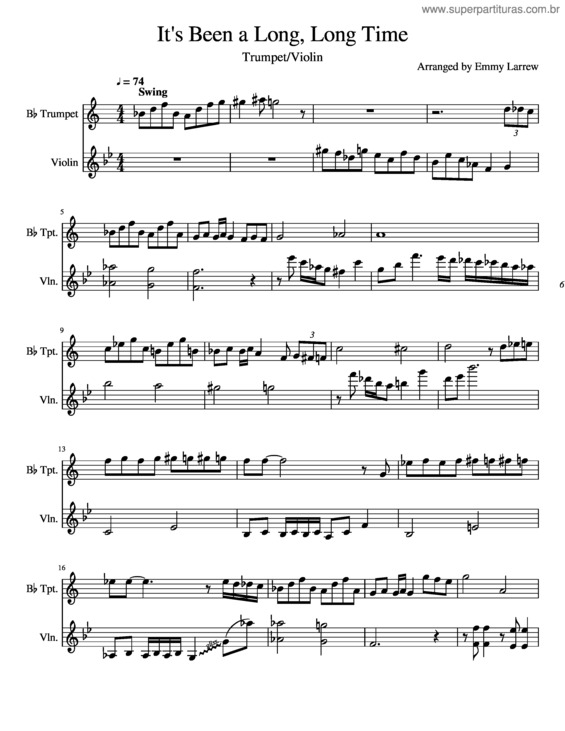 Partitura da música Its Been A Long Long Time v.3