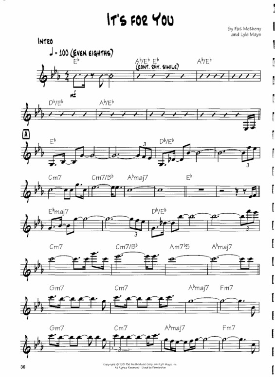 Partitura da música Its For You