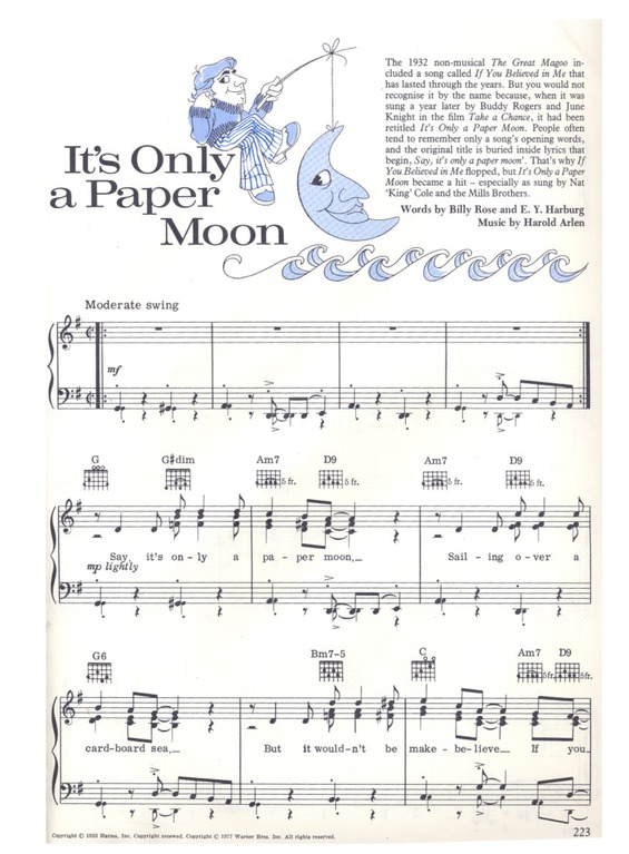 Partitura da música Its Only A Paper Moon v.10