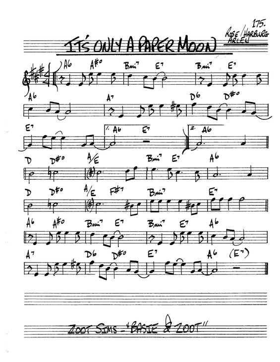 Partitura da música Its Only a Paper Moon