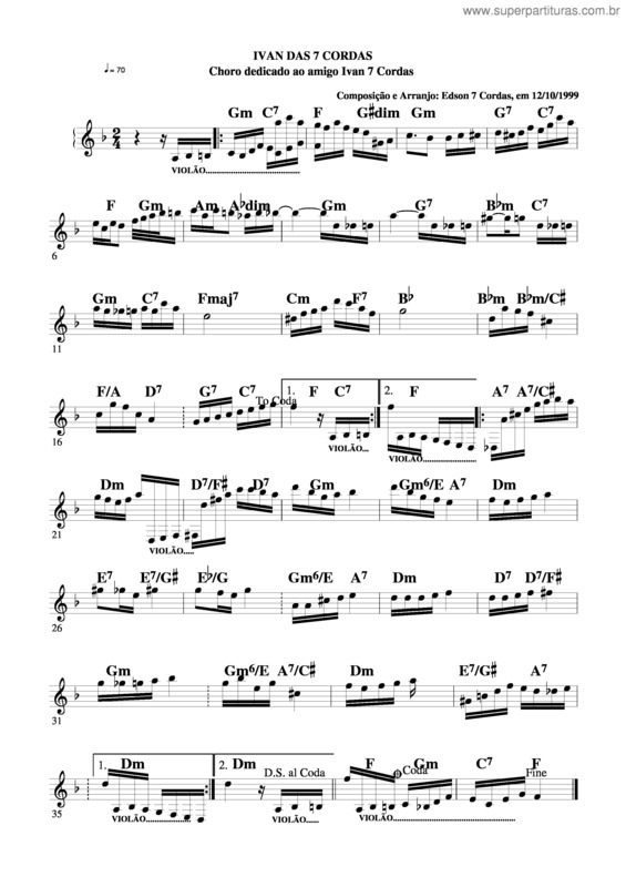 Partitura da música Ivan Das 7 Cordas