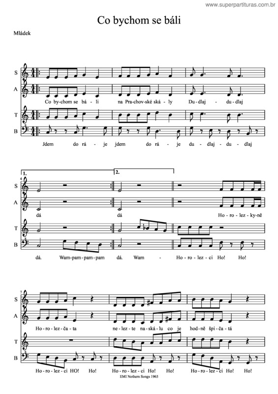 Partitura da música Ivan Mladek, Co Bychom Se Bali, Satb