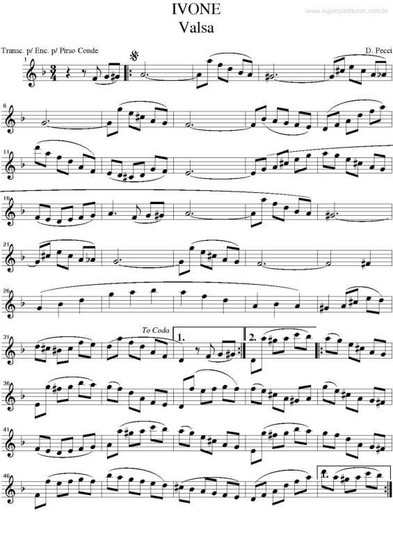 Partitura da música Ivone