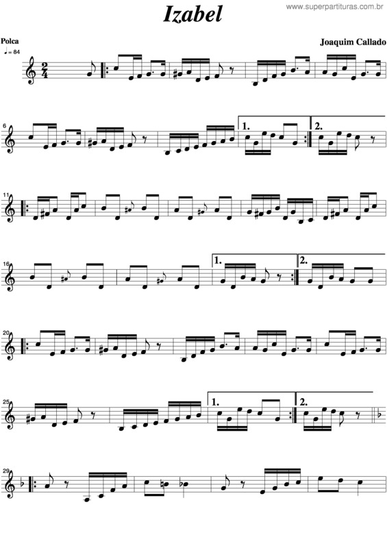 Partitura da música Izabel