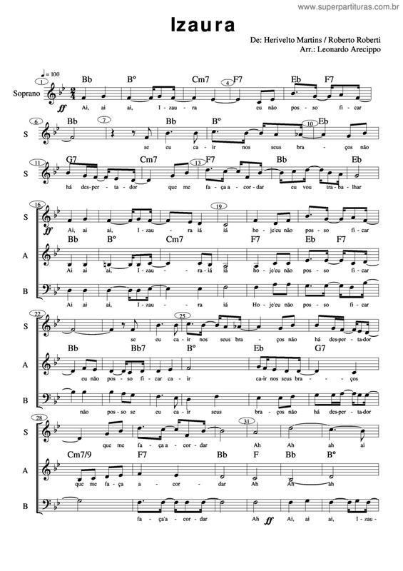 Partitura da música Izaura v.3