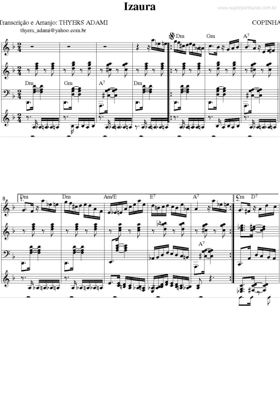 Partitura da música Izaura