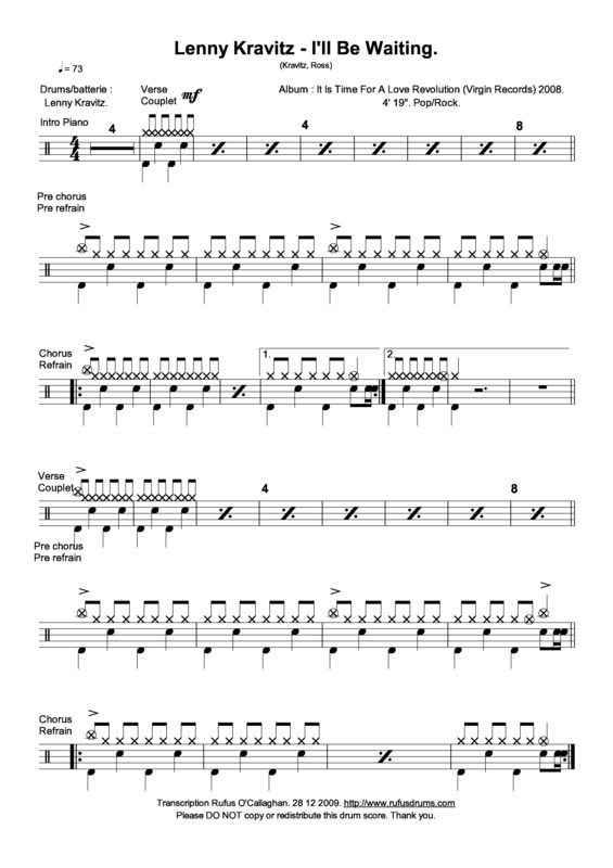 Partitura da música I’ll Be Waiting