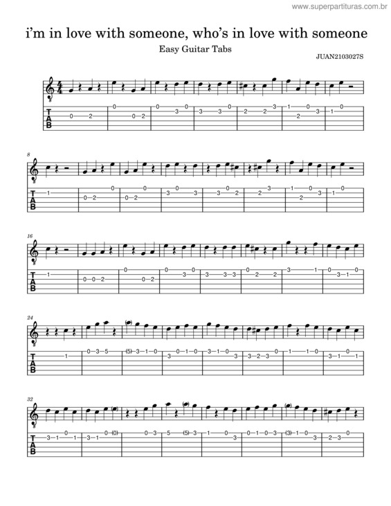 Partitura da música I’M In Love With Someone – Maika I’M In Love With Someone In Guitar / Me Enamore De Alguien... En Guitarra