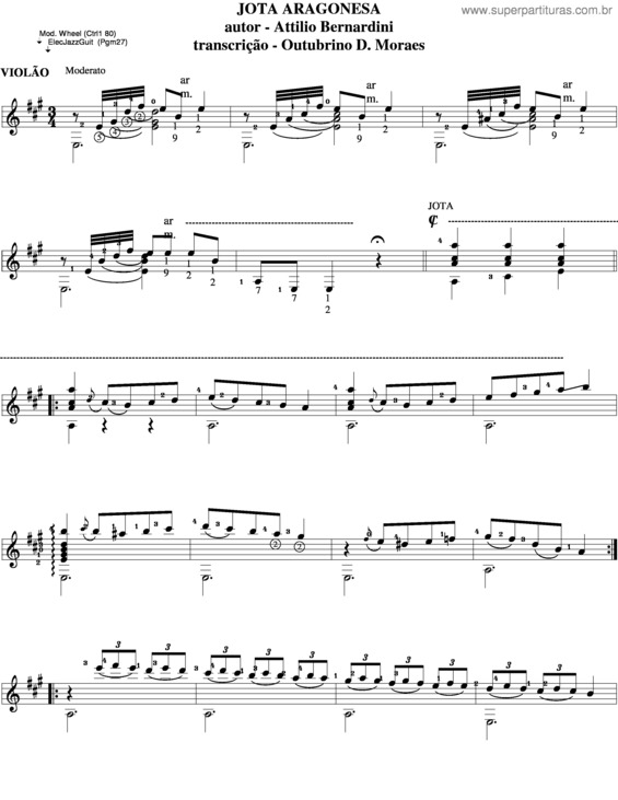 Partitura da música J. Aragonesa