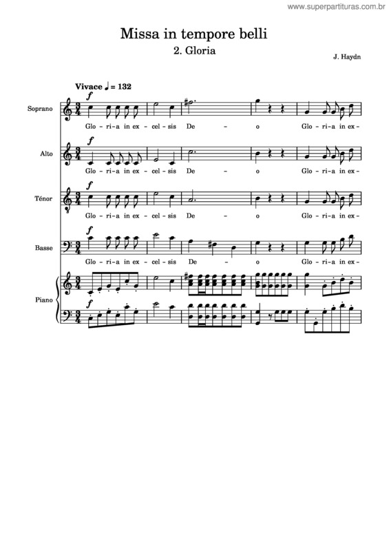 Partitura da música J. Haydn, Missa In Tempore Belli – Gloria