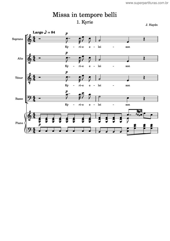 Partitura da música J. Haydn, Missa In Tempore Belli – Kyrie